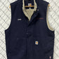 Carhartt Sherpa Lined Navy Blue FR Zip Up Work Vest Size Large Tall