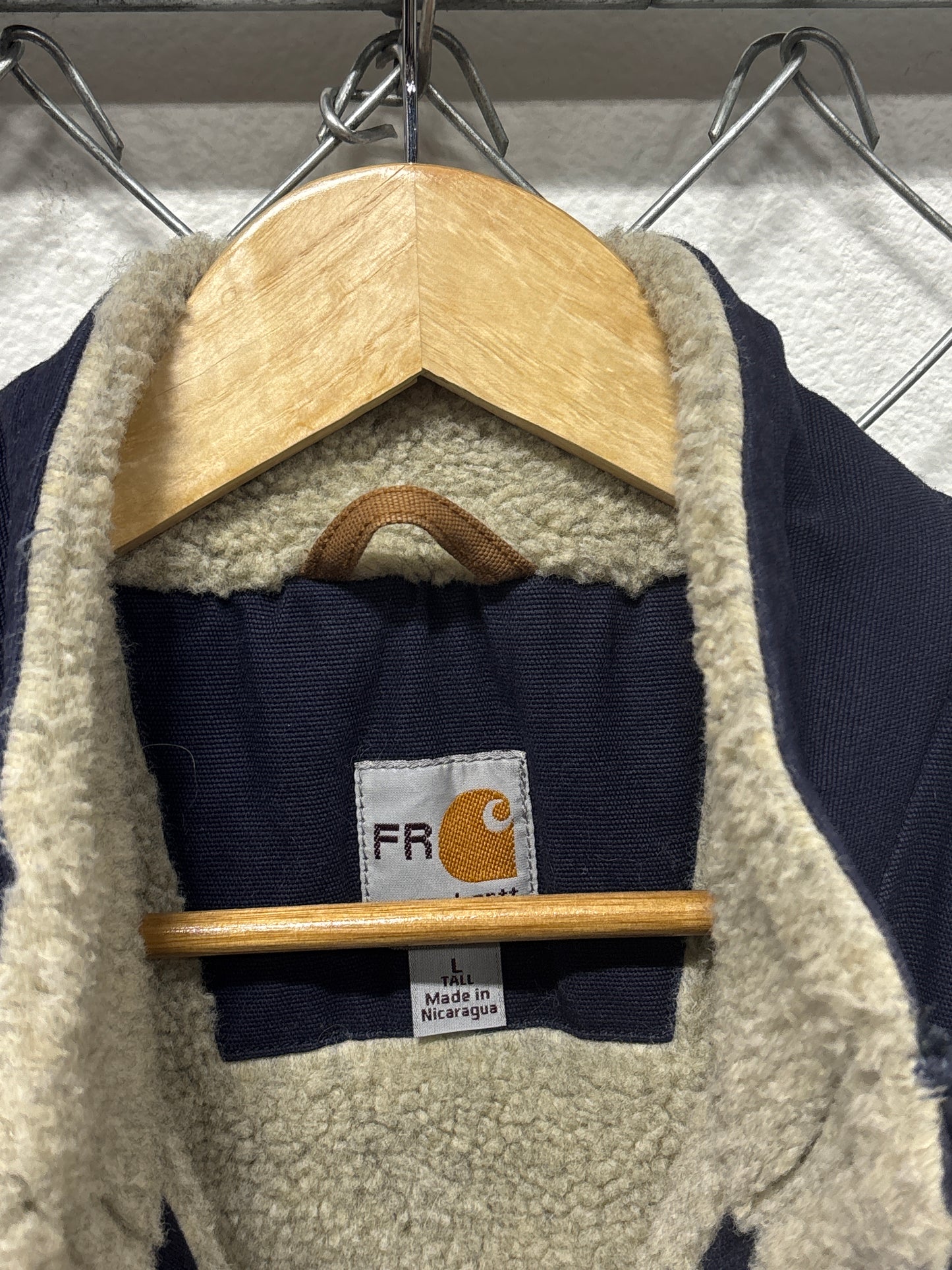 Carhartt Sherpa Lined Navy Blue FR Zip Up Work Vest Size Large Tall