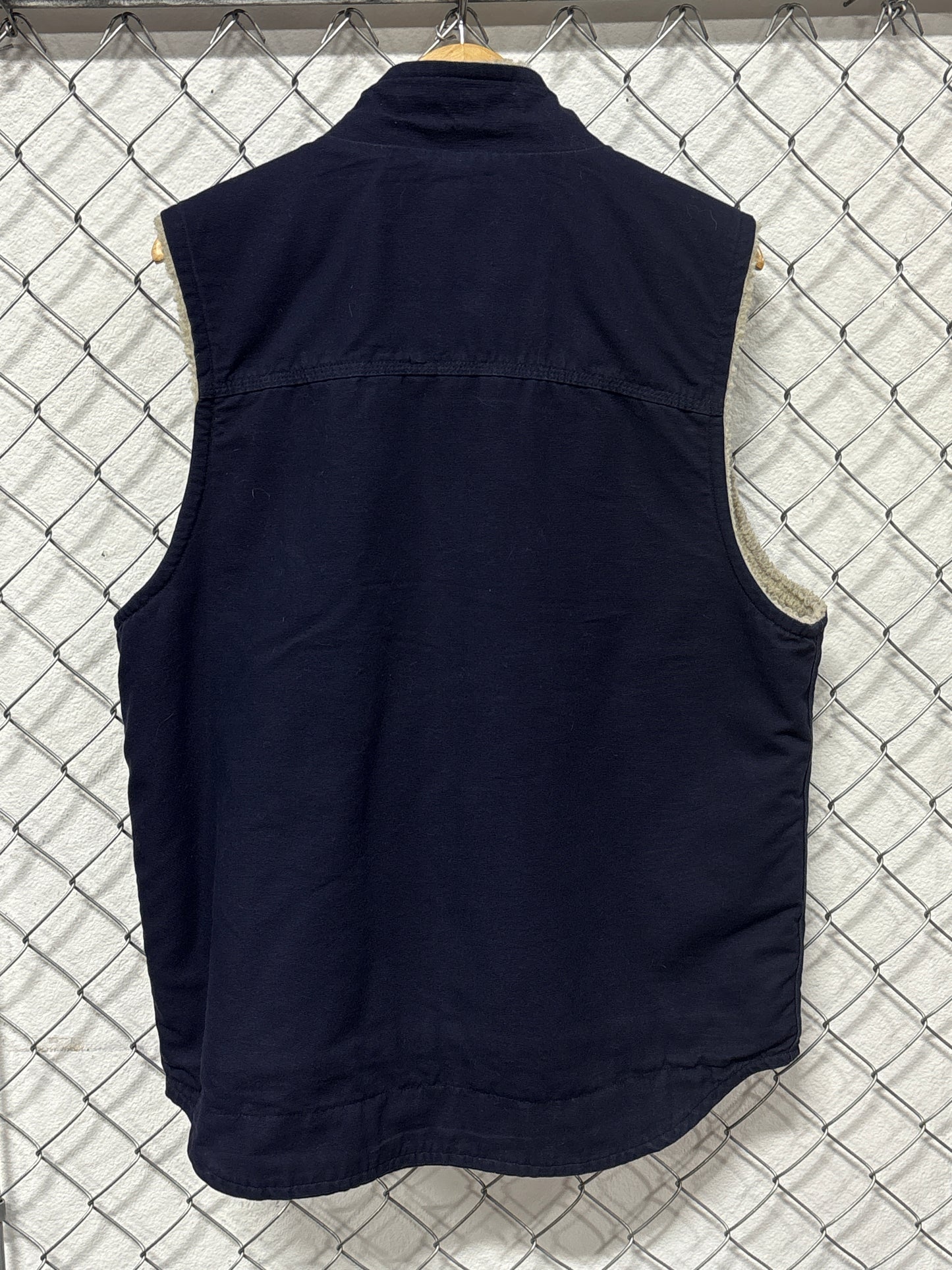 Carhartt Sherpa Lined Navy Blue FR Zip Up Work Vest Size Large Tall