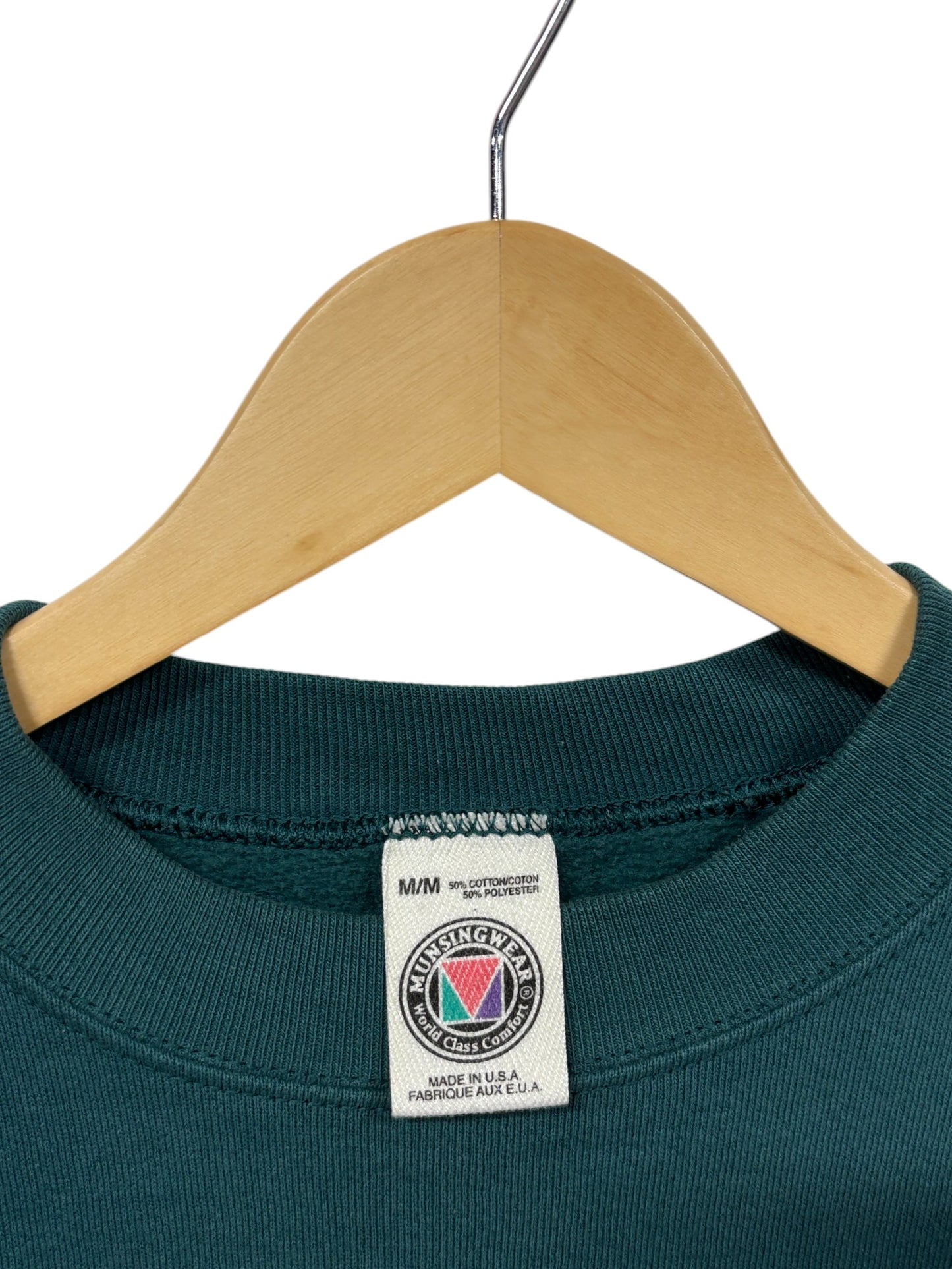 Vintage 90's Munsingwear Heavy Blank Green Crewneck Sweater Size Medium