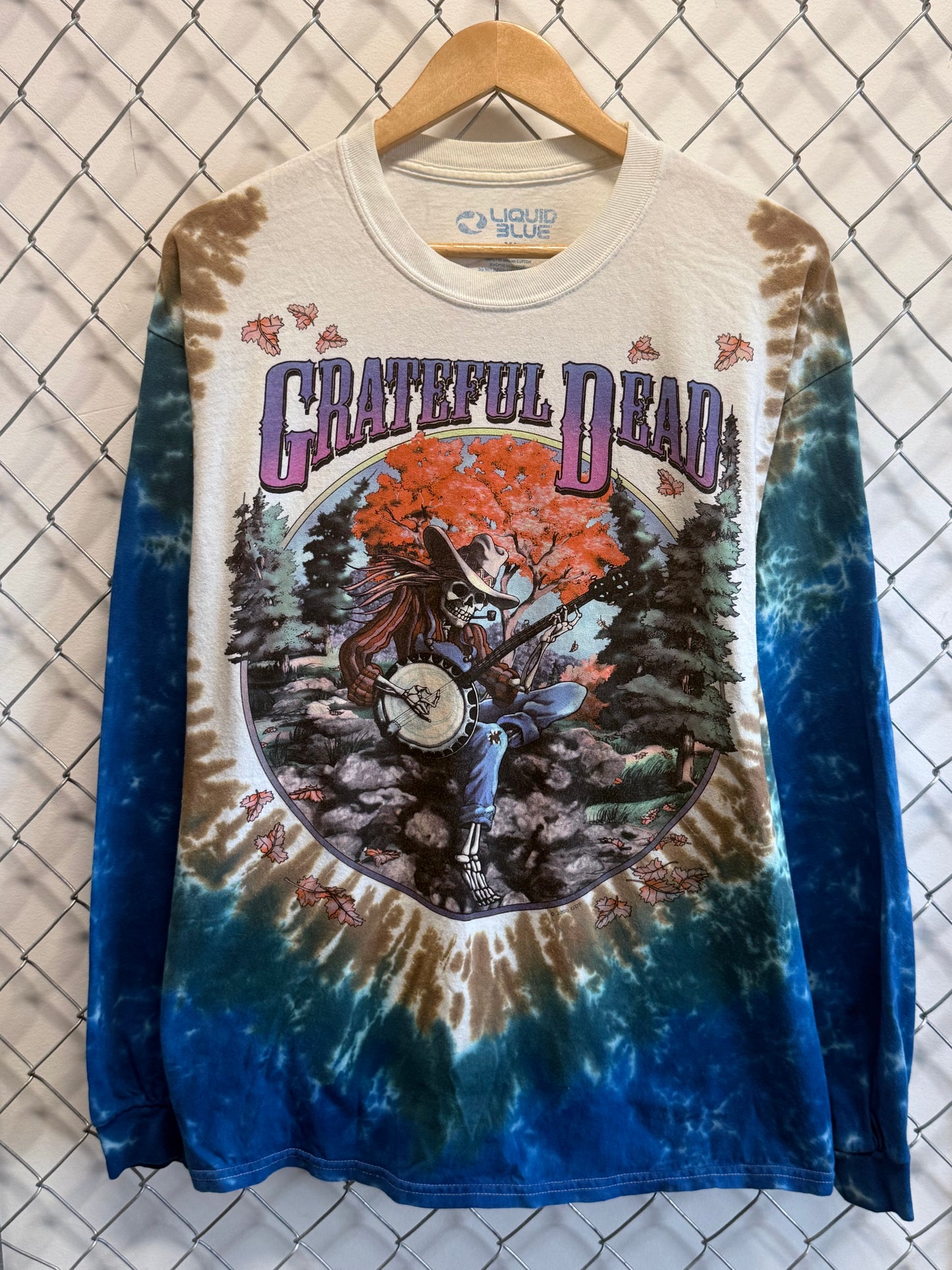Vintage Y2K Liquid Blue Grateful Dead Tie Dye Long Sleeve Shirt Size XL