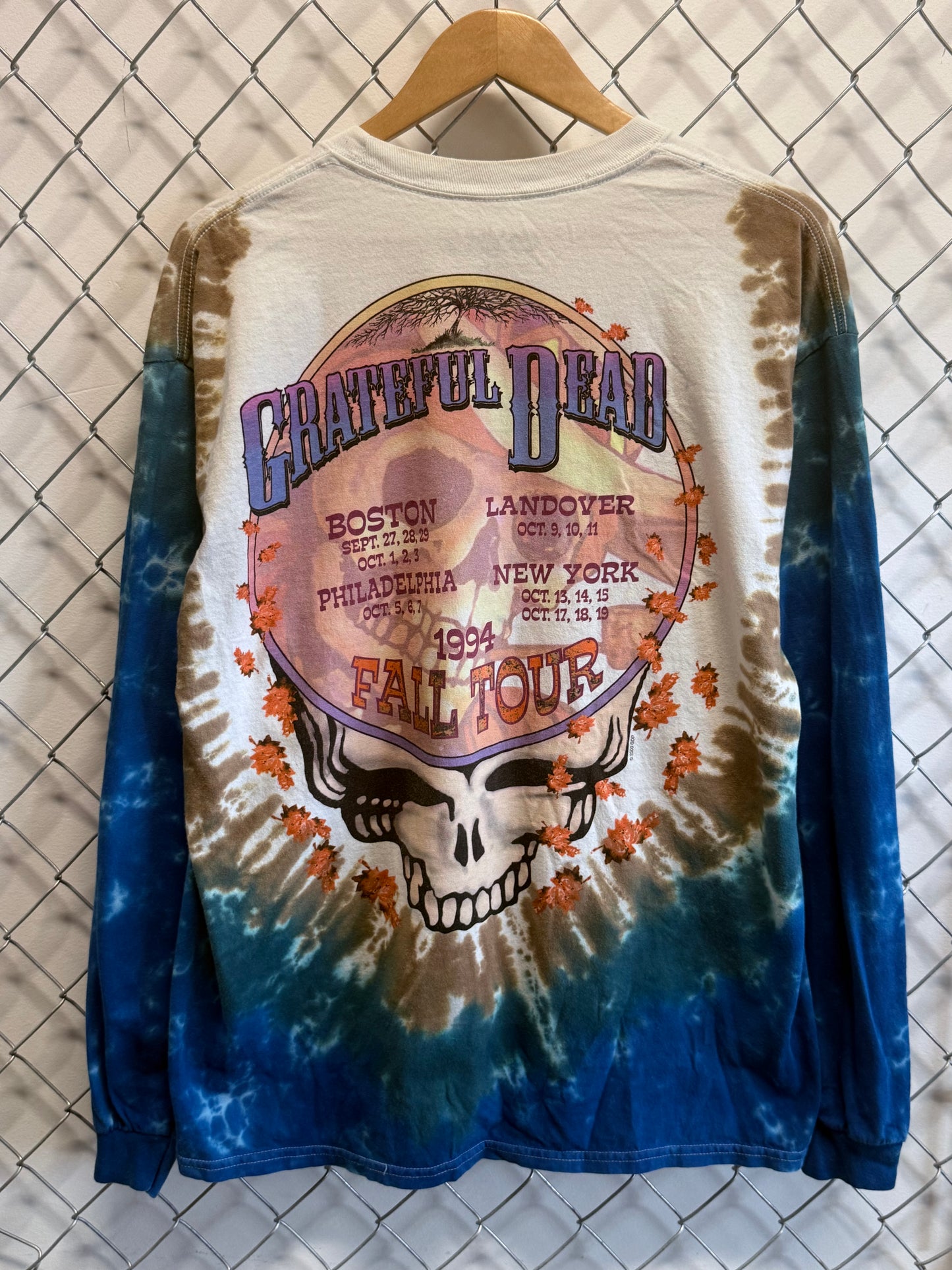 Vintage Y2K Liquid Blue Grateful Dead Tie Dye Long Sleeve Shirt Size XL