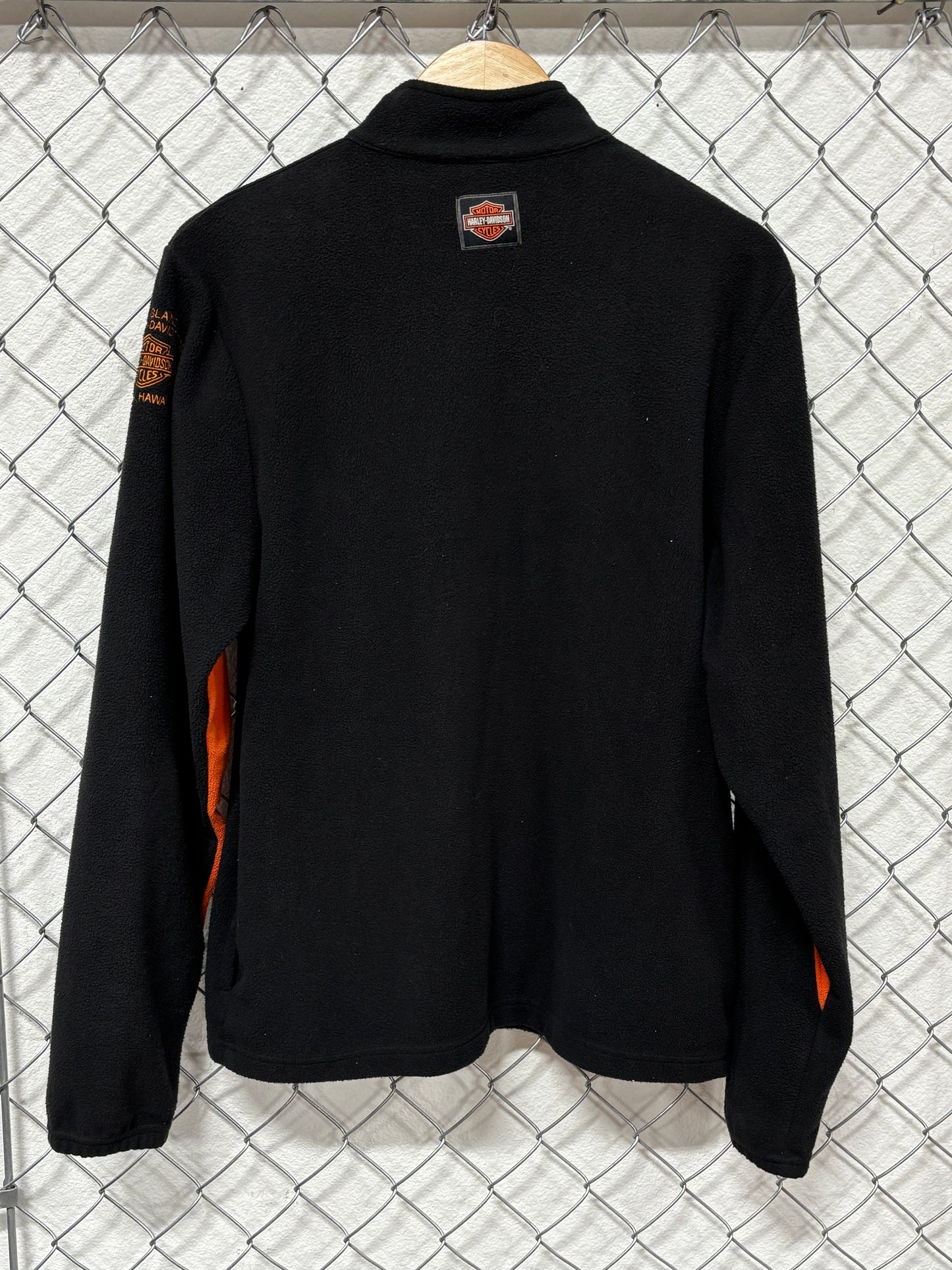 Harley Davidson Motorcycles Black Zip Up Fleece Sweater Size Medium