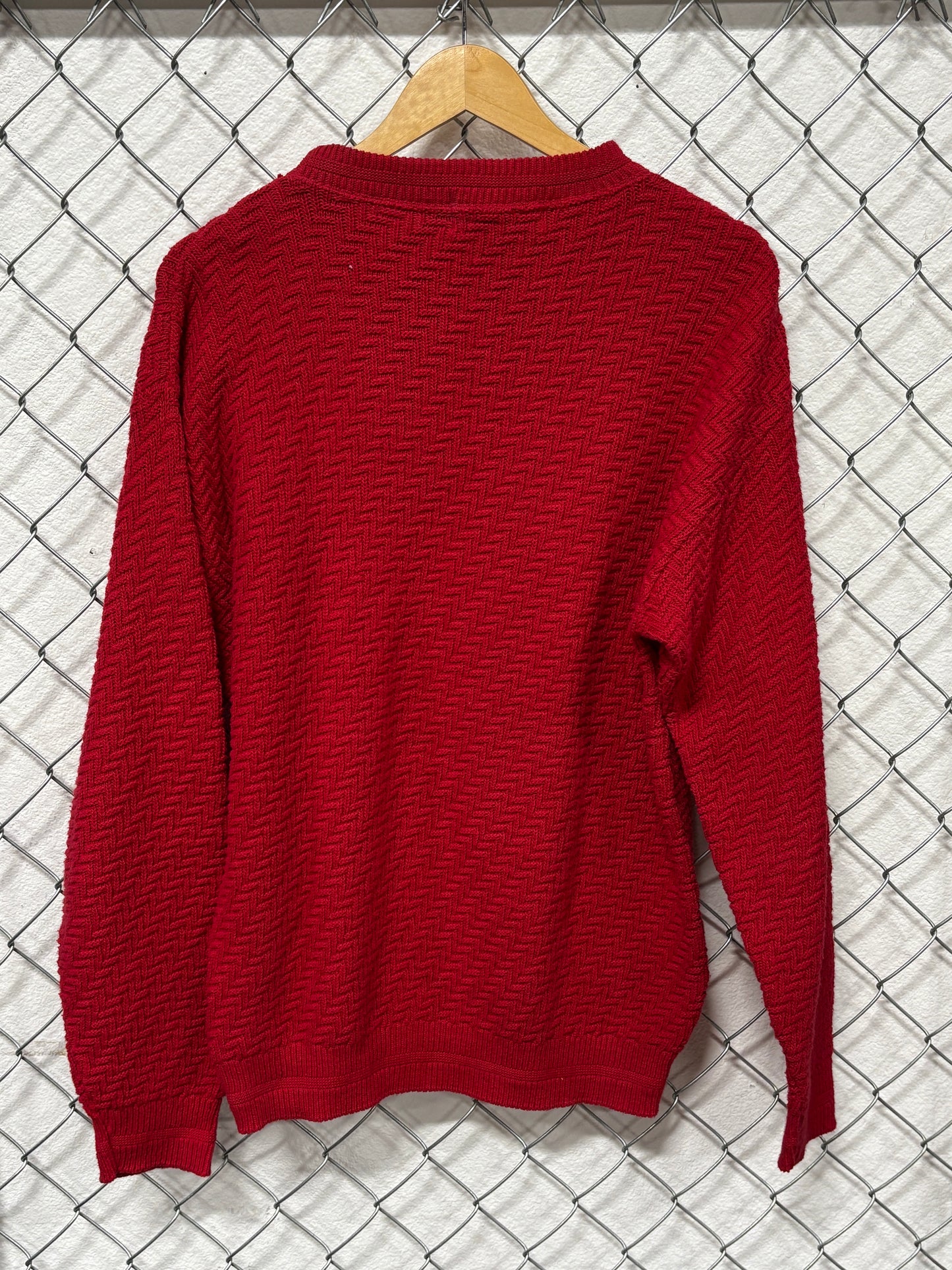 Vintage 90's Bill Blass Men's Red Knit Sweater Size Medium