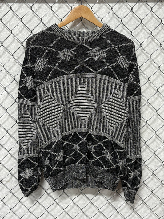 Vintage 90's Jantzen Geometric Knit Grey Sweater Size Medium