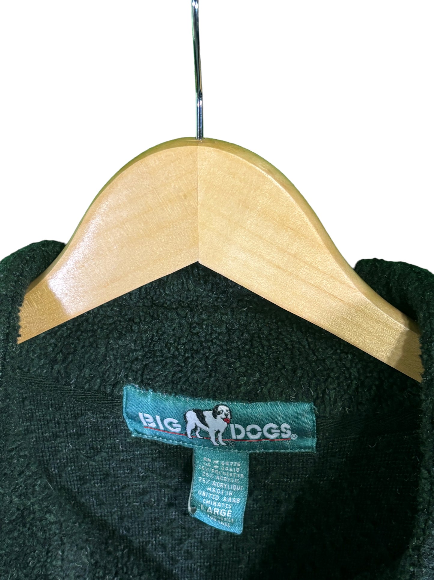 Vintage Big Dogs Quarter Zip Sherpa Fleece Sweater Size Large