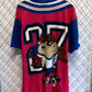 Vintage 90's Looney Tunes Taz Soccer Jersey Style Cartoon Tee Size Large