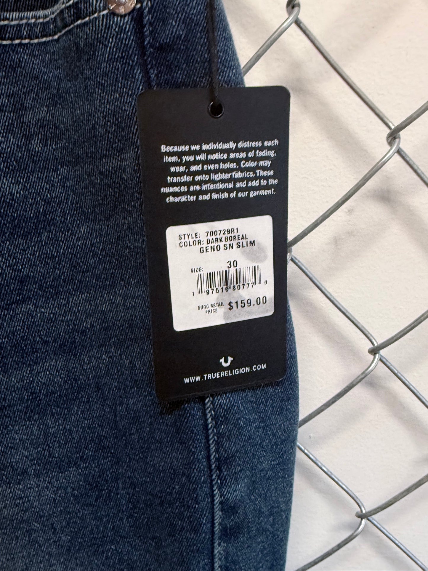 True Religion Geno Relaxed Slim Denim Jeans Size 30x31