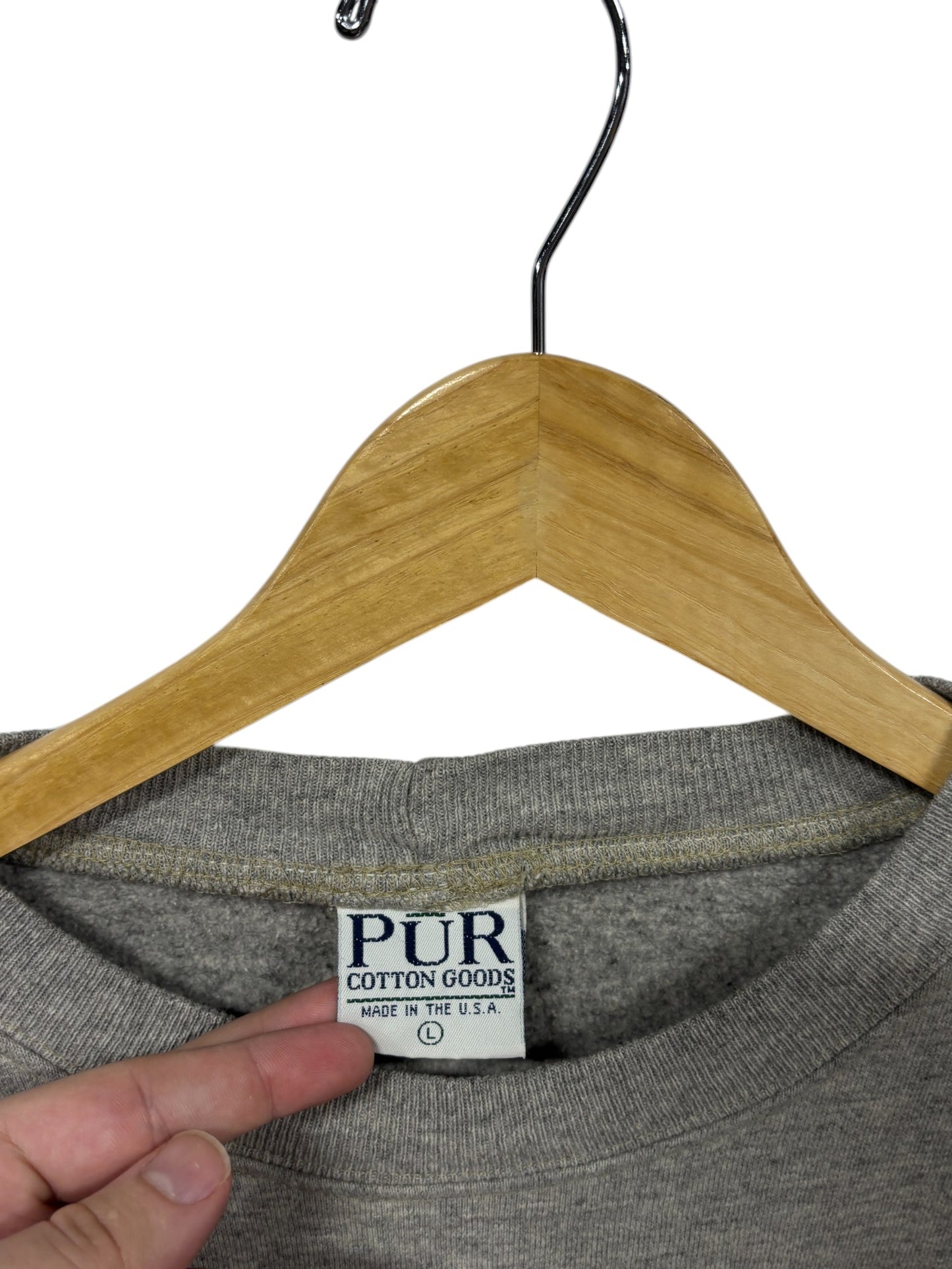 Vintage Pur Cotton Goods Grey Blank Crewneck Sweater Size Large