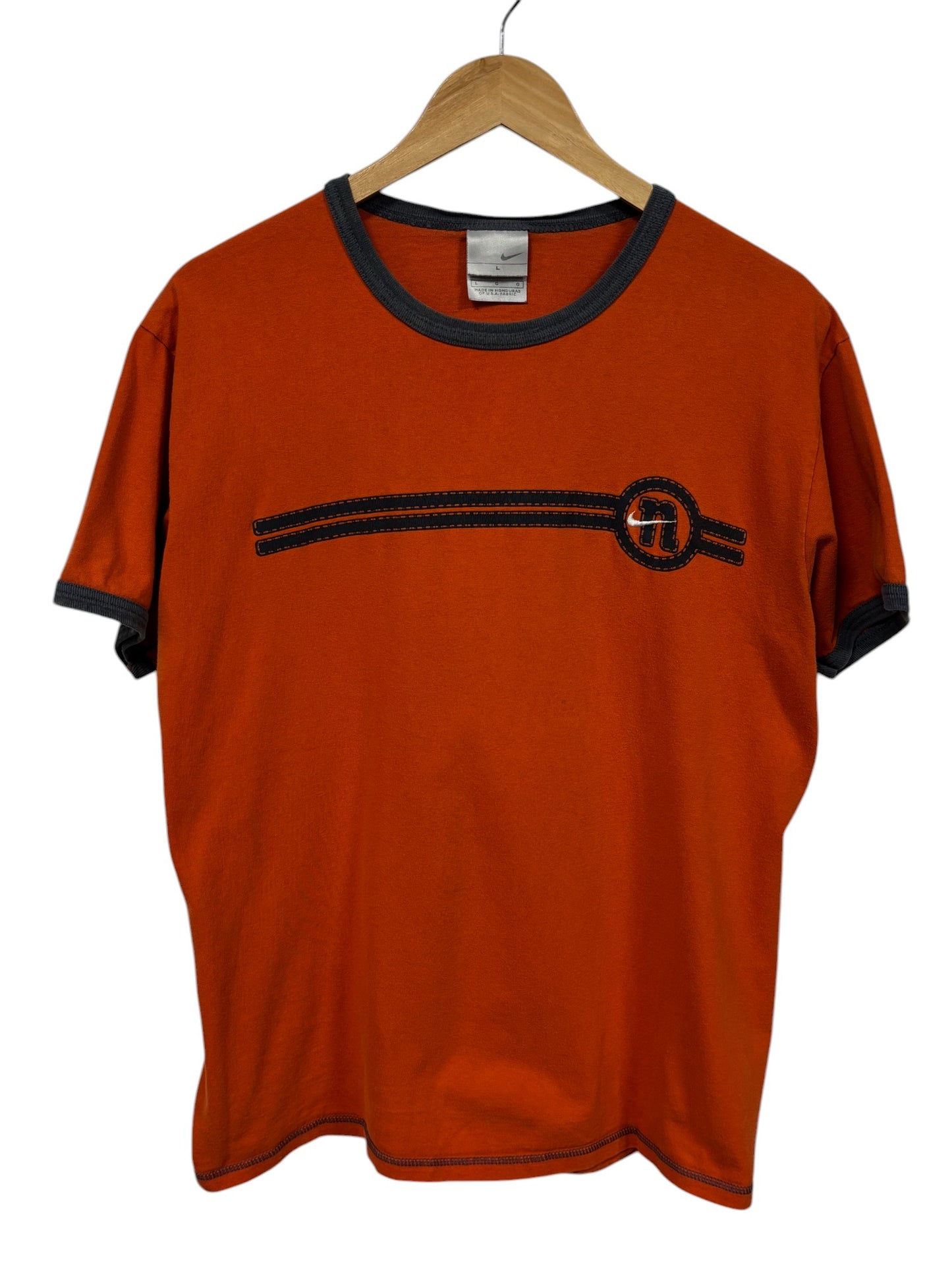 Vintage 00's Nike Swoosh Logo Ringer Graphic Tee Size Large