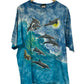Vintage Liquid Blue All Over Print Dolphins Ocean Nature Graphic Tee Size XL