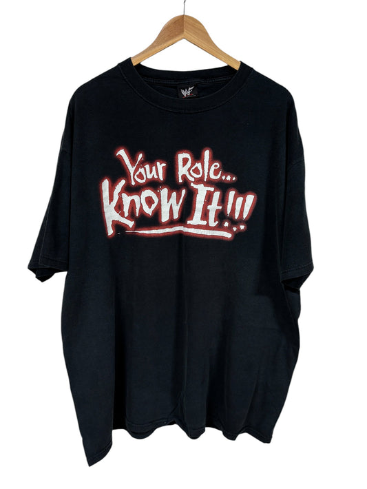 Vintage WWF The Rock Know Your Role Shut Your Mouth Tee Size XXL