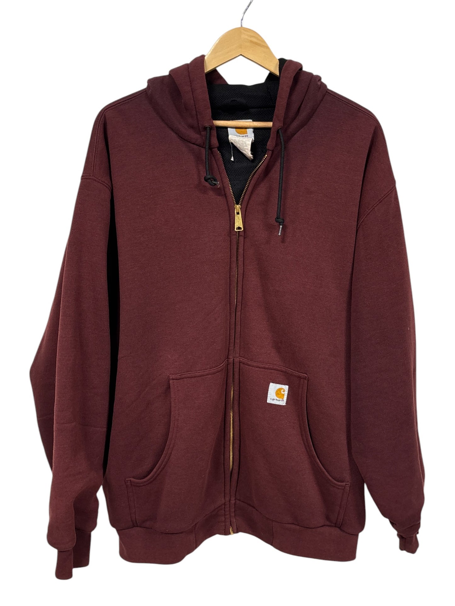 Vintage Carhartt Insulated Maroon Zip Up Hoodie J149 Size XL