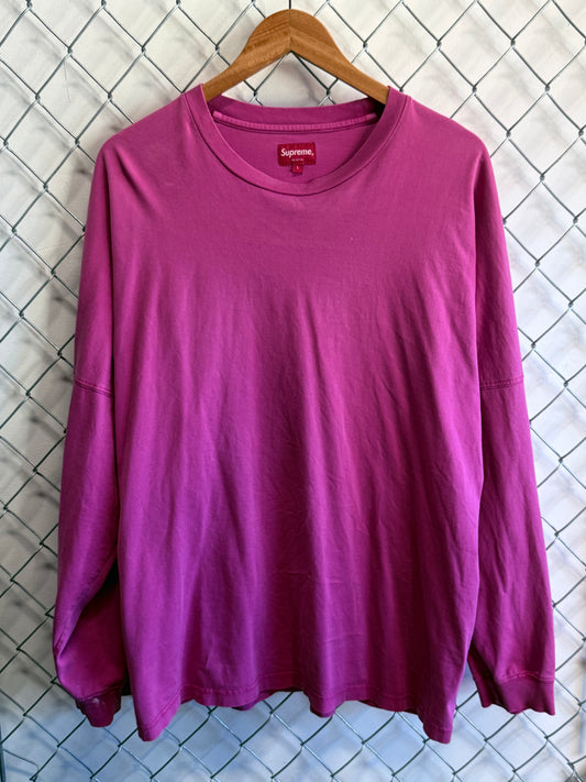 Supreme SS20 Overdyed Magenta Long Sleeve Size Large
