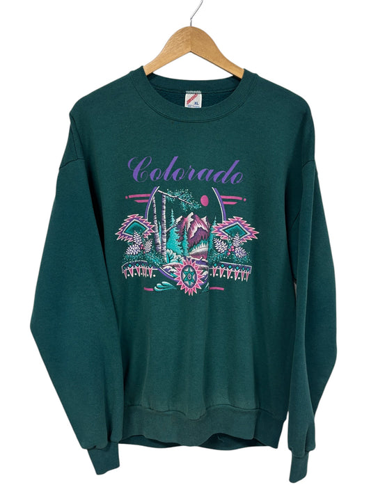 Vintage 90's Jerzees Colorado Nature Graphic Crewneck Sweater Size XL