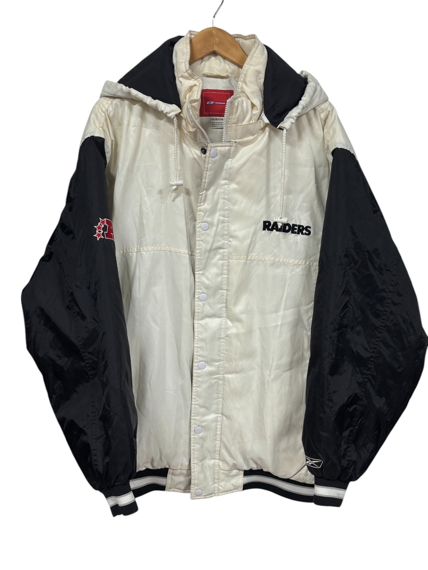 Vintage Reebok Oakland Raiders Full Zip Puffer Jacket Size XL