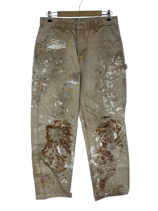 Vintage Carhartt Brown Thrashed Carpenter Pants Splatter Size 32x32