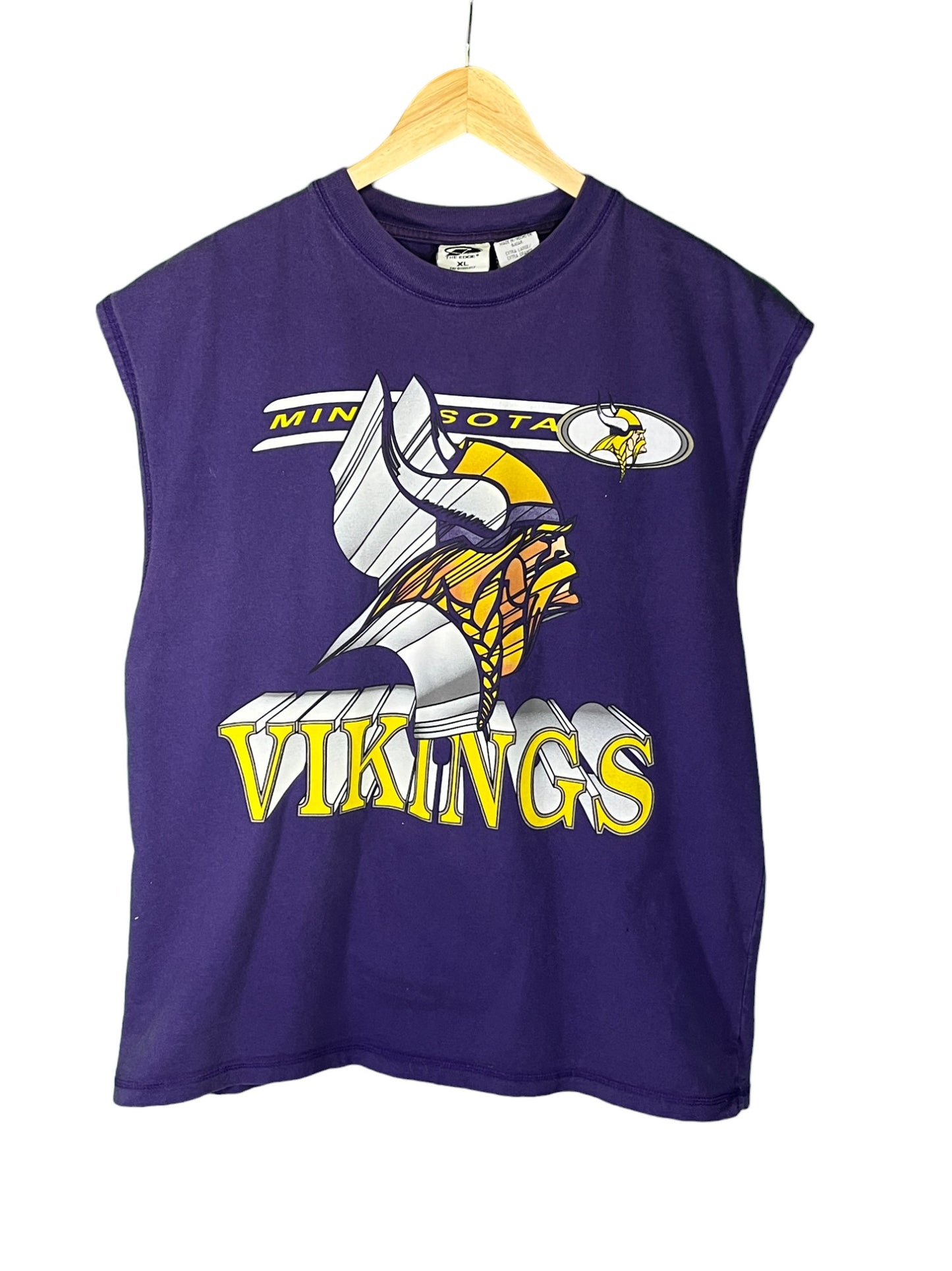 Vintage 1999 Minnesota Vikings Big Print Cutoff Tee Size XL