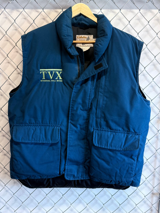 Vintage Cabela's TVX Mineral Hill Mine Blue Zip Up Vest Size Large