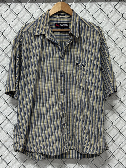 Vintage Y2K FUBU Plaid Button Up Short Sleeve Shirt Size XL
