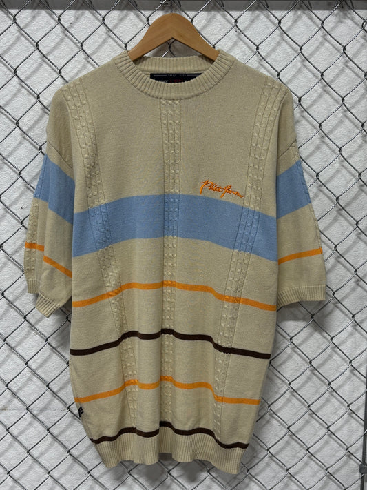 Vintage Y2K Phat Farm Knit Short Sleeve Striped Shirt Size Large