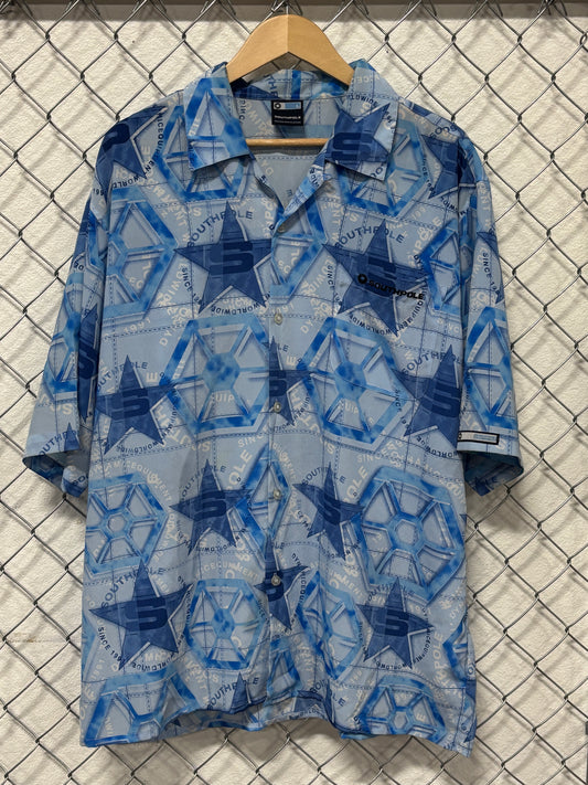 Vintage Y2K South Pole Short Sleeve Button Up Shirt Size Large