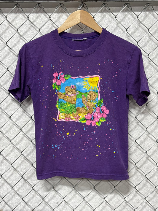 Vintage 90's Bears on the Beach Cartoon Kids Graphic Tee Size Youth Small