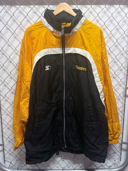 Vintage 90's Pittsburgh Steelers Starter Full Zip Windbreaker Jacket Size XL