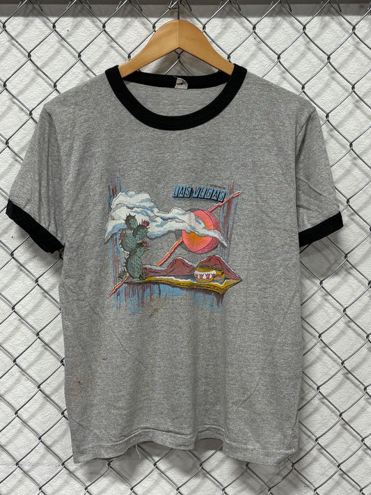 Vintage 90's Las Vegas Desert Nature Ringer Graphic Tee Size Medium