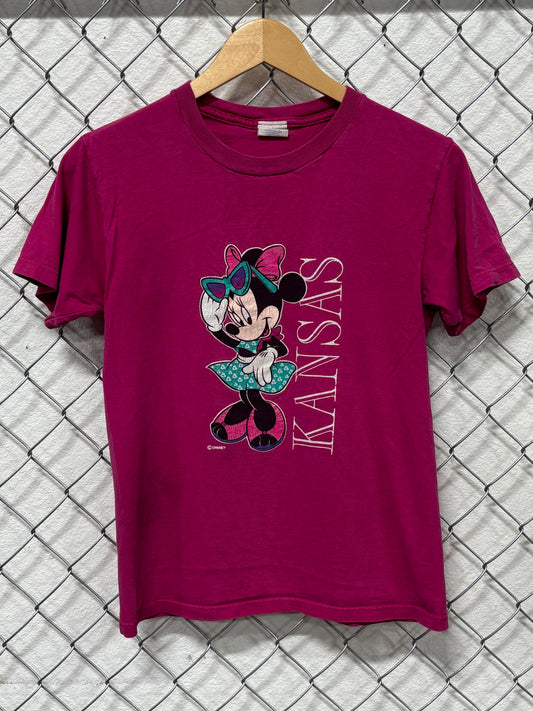 Vintage 90's Disney Minnie Mouse Kansas Youth Graphic Tee Size Large