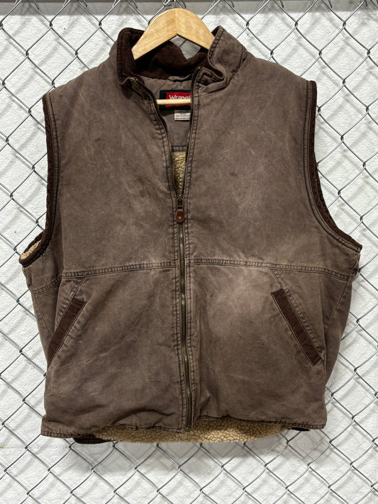 Wrangler Sherpa Lined Western Vest Size Large