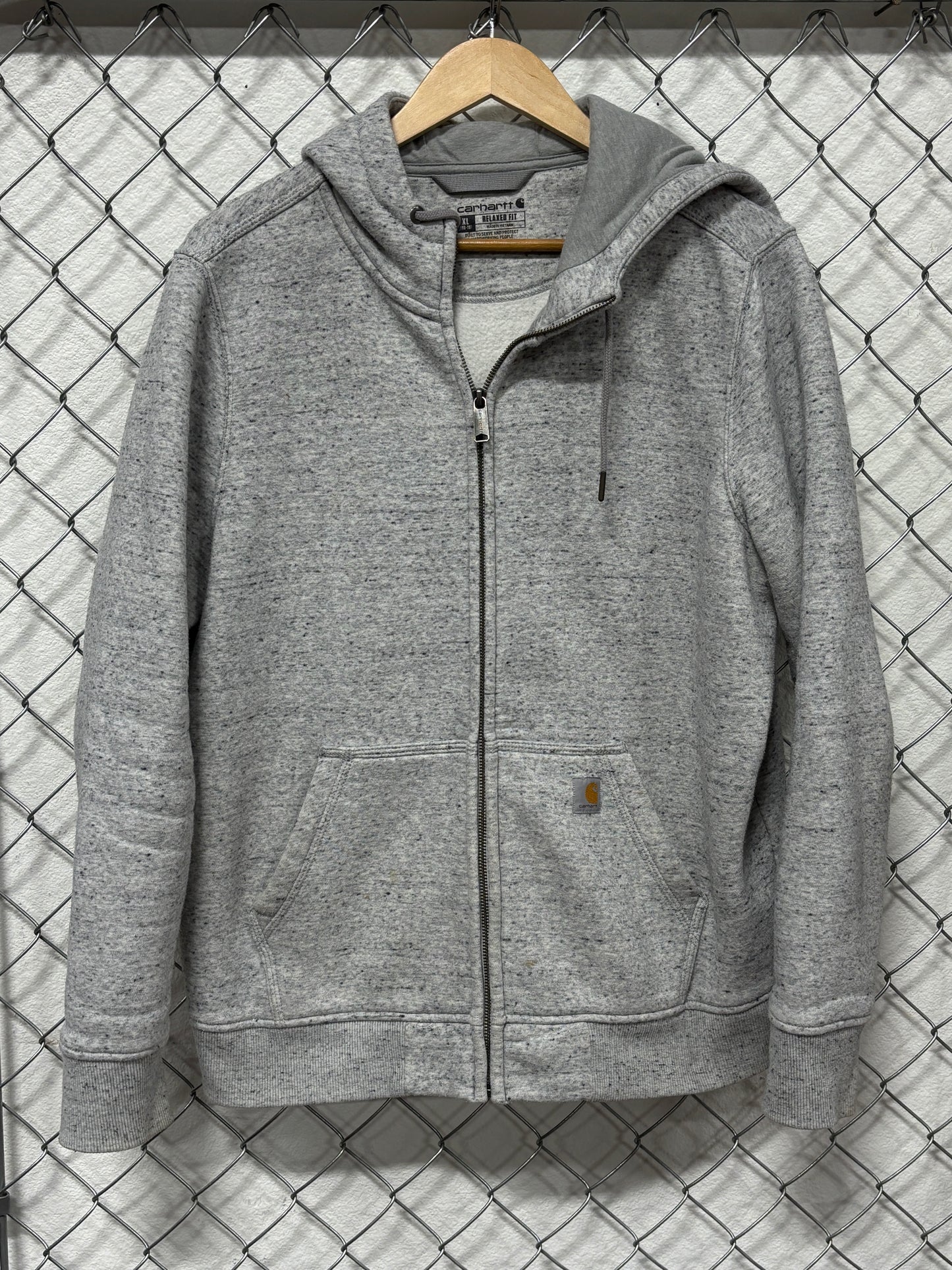 Carhartt Heather Grey Zip Up Relaxed Fit Hoodie Size XL