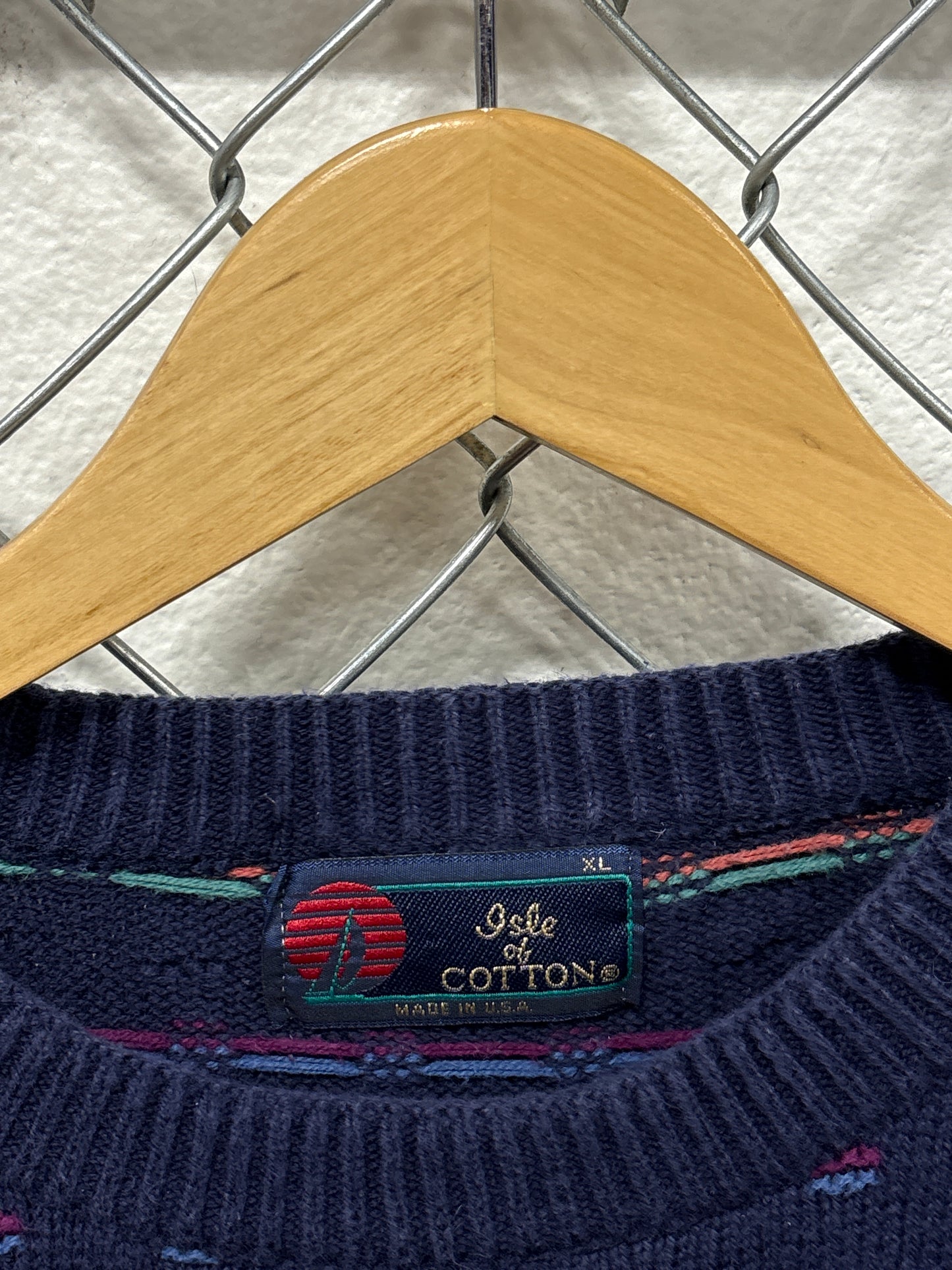 Vintage 90's Isle of Cotton Knit Crewneck Sweater Size XL