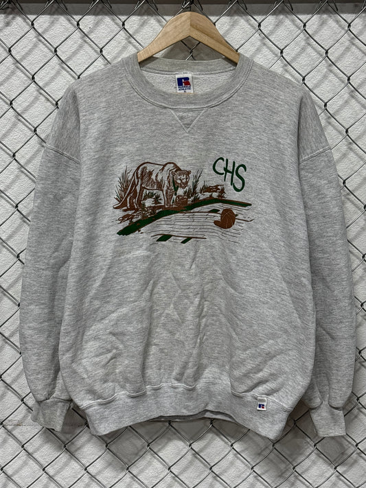 Vintage 90's CHS Cougars High School Mascot Sweater Size XL
