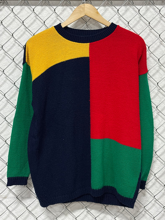 Vintage 90's Color Block Crewneck Sweater Size Large