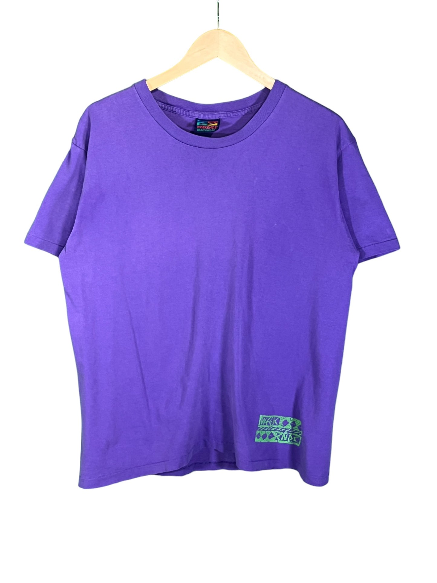 Vintage 90's Weekend Beachwear Purple Big Back Graphic Tee Size Large