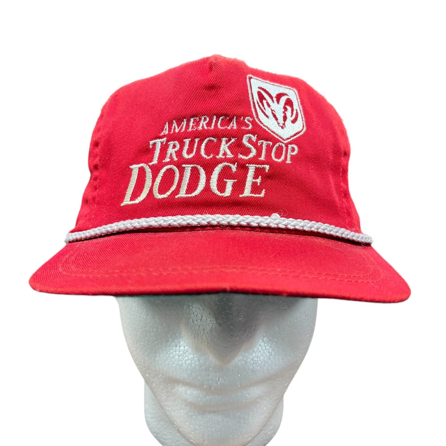 Vintage 80's Dodge America's Truck Stop Red Corduroy Trucker Hat