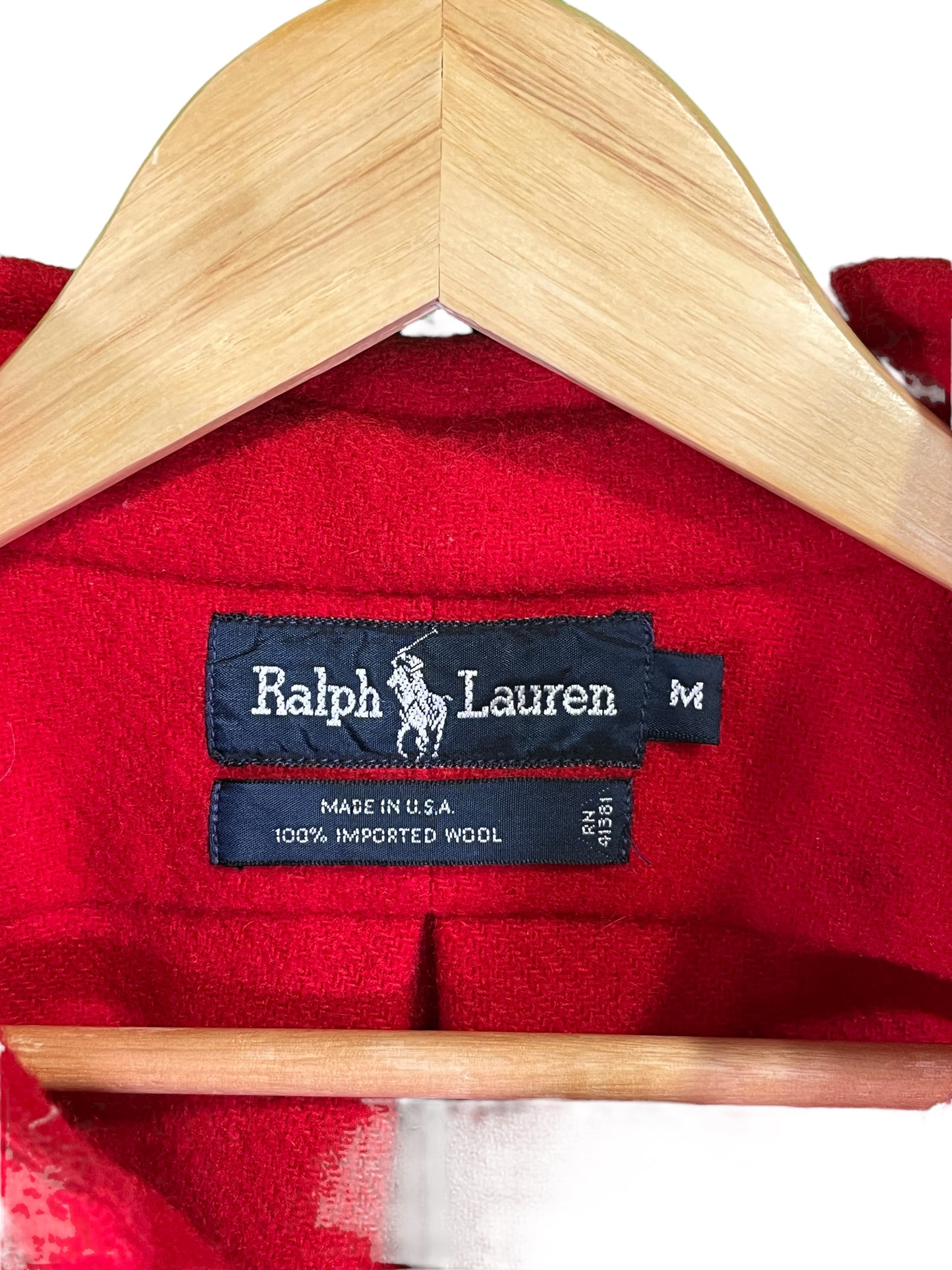Vintage Polo Ralph Lauren Made in USA Red Wool Button Up Size Medium