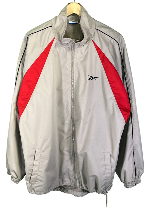 Vintage Reebok Tan Red Full Zip Windbreaker Jacket Size Large