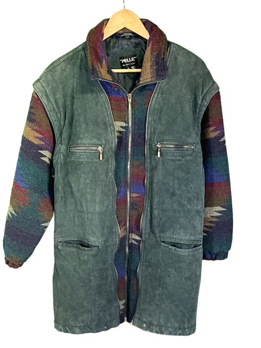 Vintage 00's Pelle Brand Suede Flannel Zip Up Jacket Size Medium