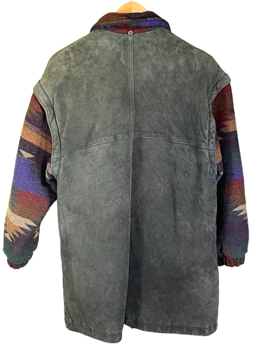 Vintage 00's Pelle Brand Suede Flannel Zip Up Jacket Size Medium