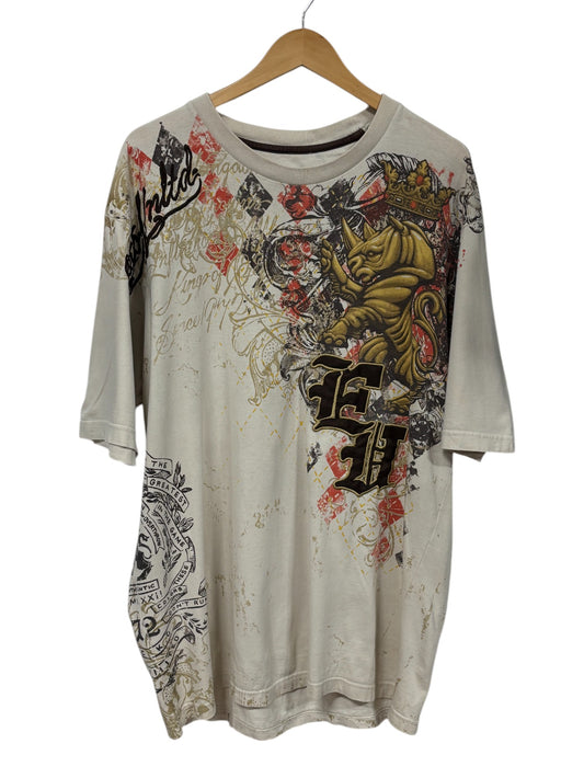 Vintage Y2K Ecko Unlimited Big Print Rhino Graphic AOP Tee Size XL