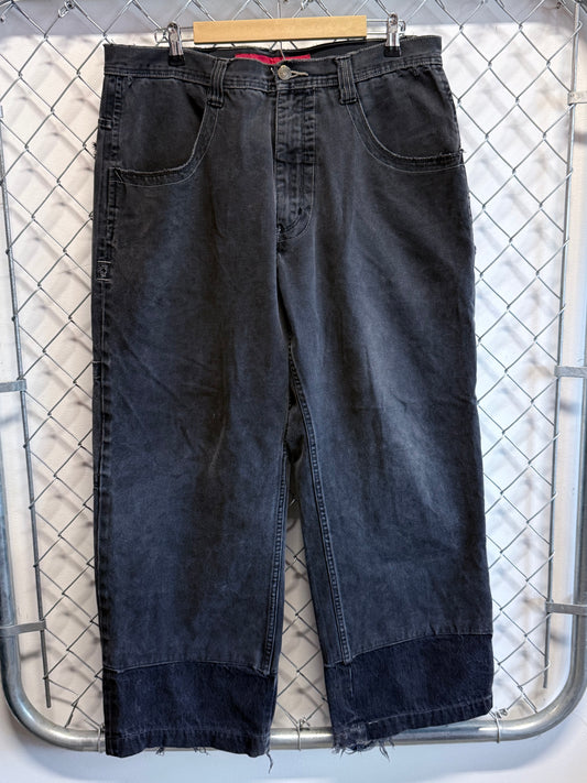 Vintage JNCO Black Denim Baggy Flaming Skull Jeans Size 36x30