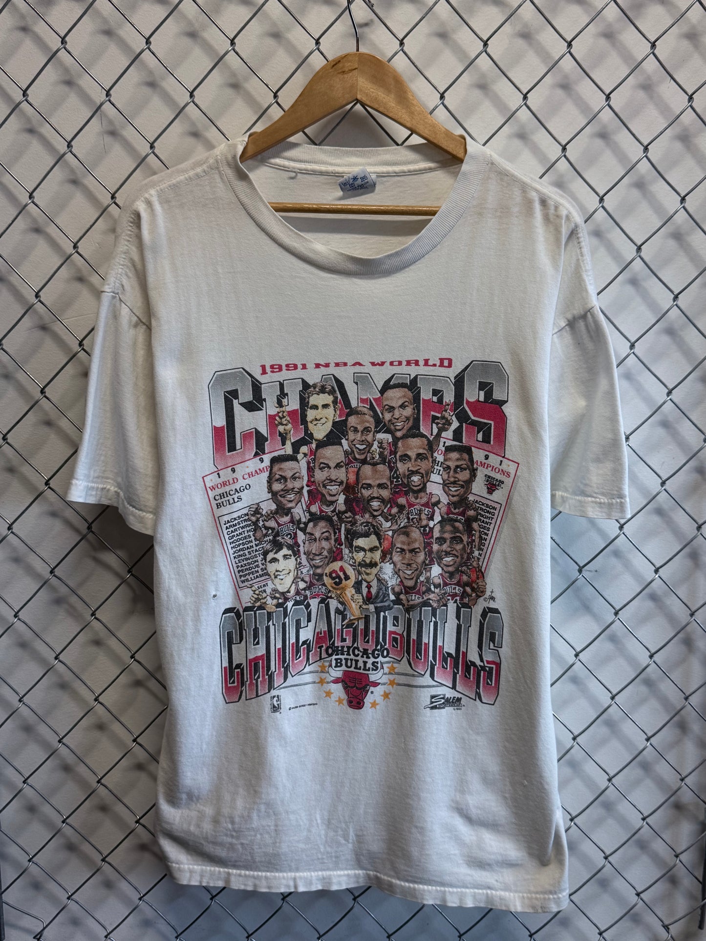 Vintage 1991 Chicago Bulls NBA Champions Big Head Tee Size XL