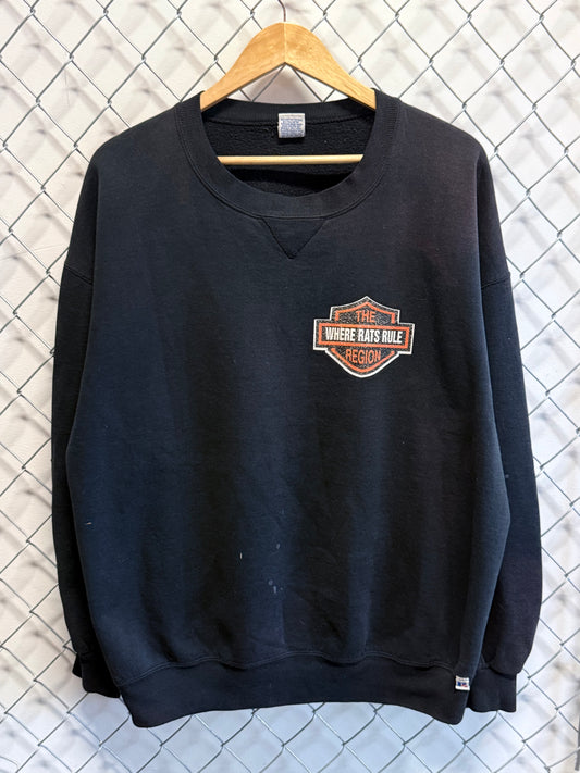 Vintage 90's The Region Rats Rule Biker Crewneck Sweater Size XXL