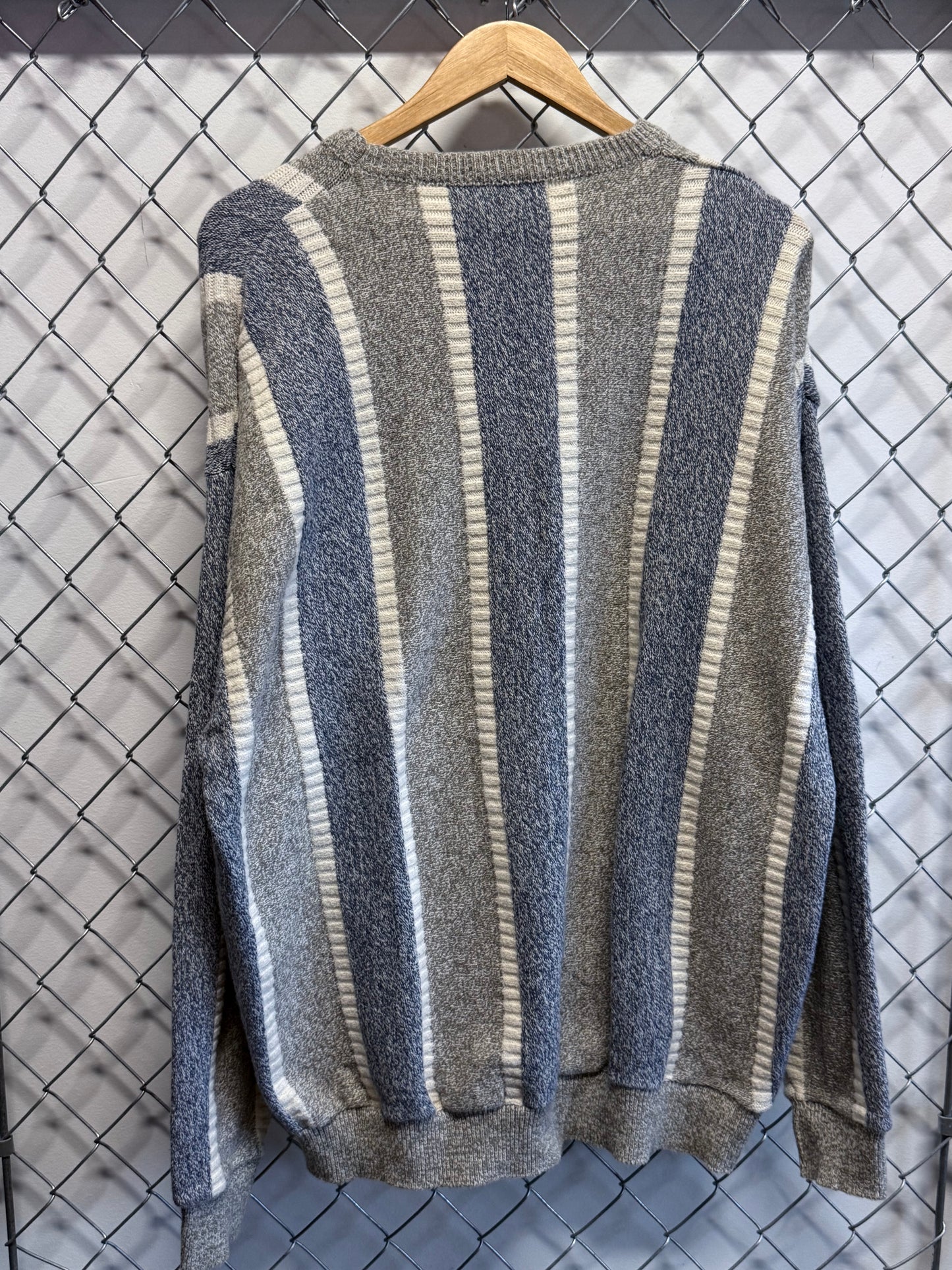 Vintage 1980's Carmel Striped Sweater Made in USA Size XXL