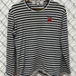 CDG Play Black White Small Logo Striped Shirt Size Large
