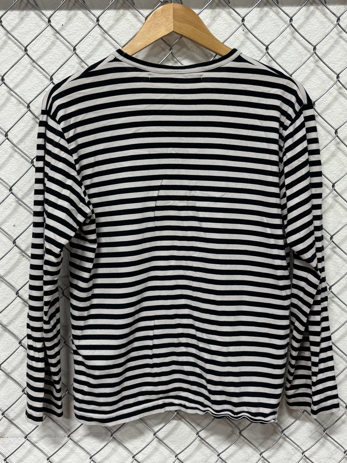 CDG Play Black White Small Logo Striped Shirt Size Large