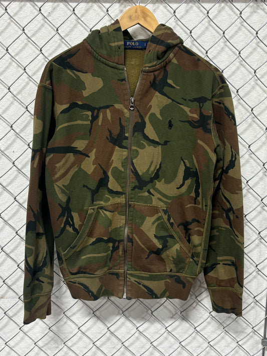 Polo Ralph Lauren Camo Zip Up Hoodie Size Small