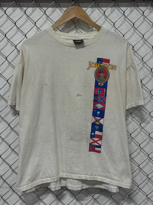 Vintage 90's Big Johnson Rebel Thrashed Funny Graphic Tee Size XL